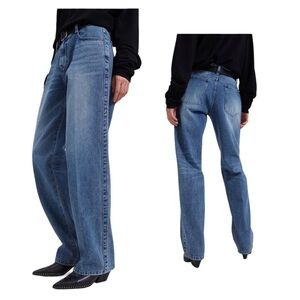 The Frankie Shop Cotton Blend Zip Fly Straight Leg High Rise Jeans Size S/M